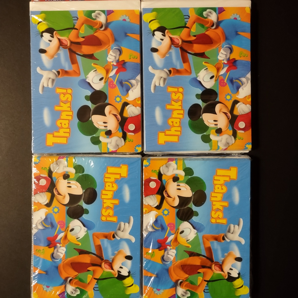 32 Sealed Disney Mickey Mouse Thank You Cards & Envelopes Hallmark 4 Packs Of 8